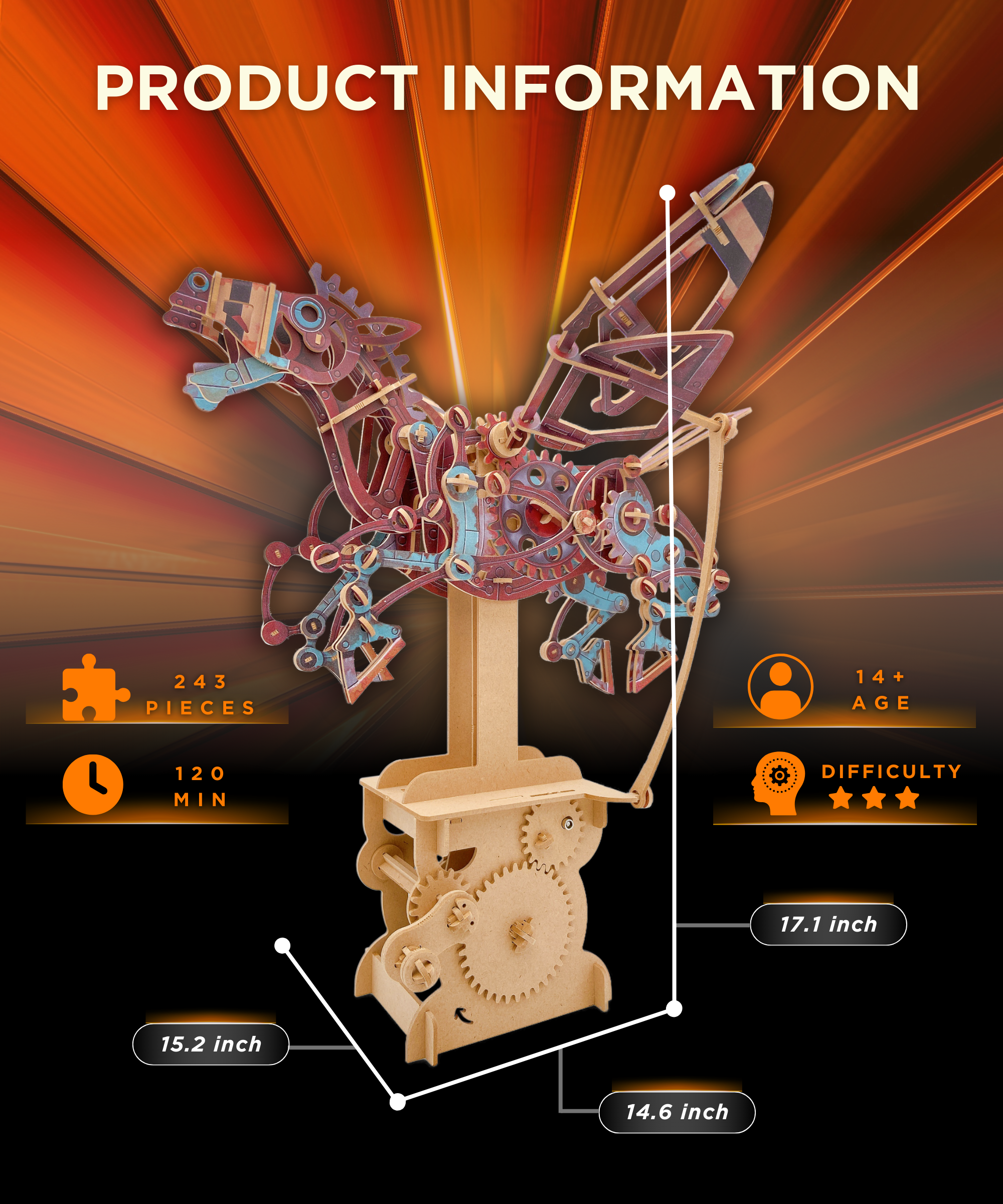 iló Mechanical Wooden Automata Pegasus of the Machine Age