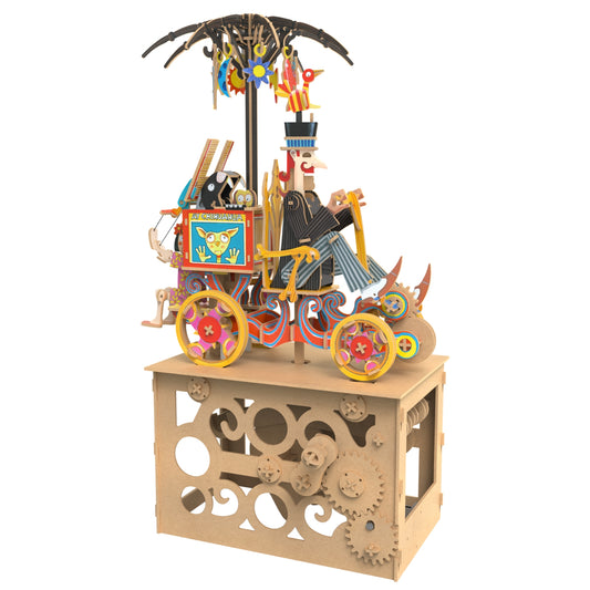 iló Mechanical Wooden Automata Peddling Puppeteer