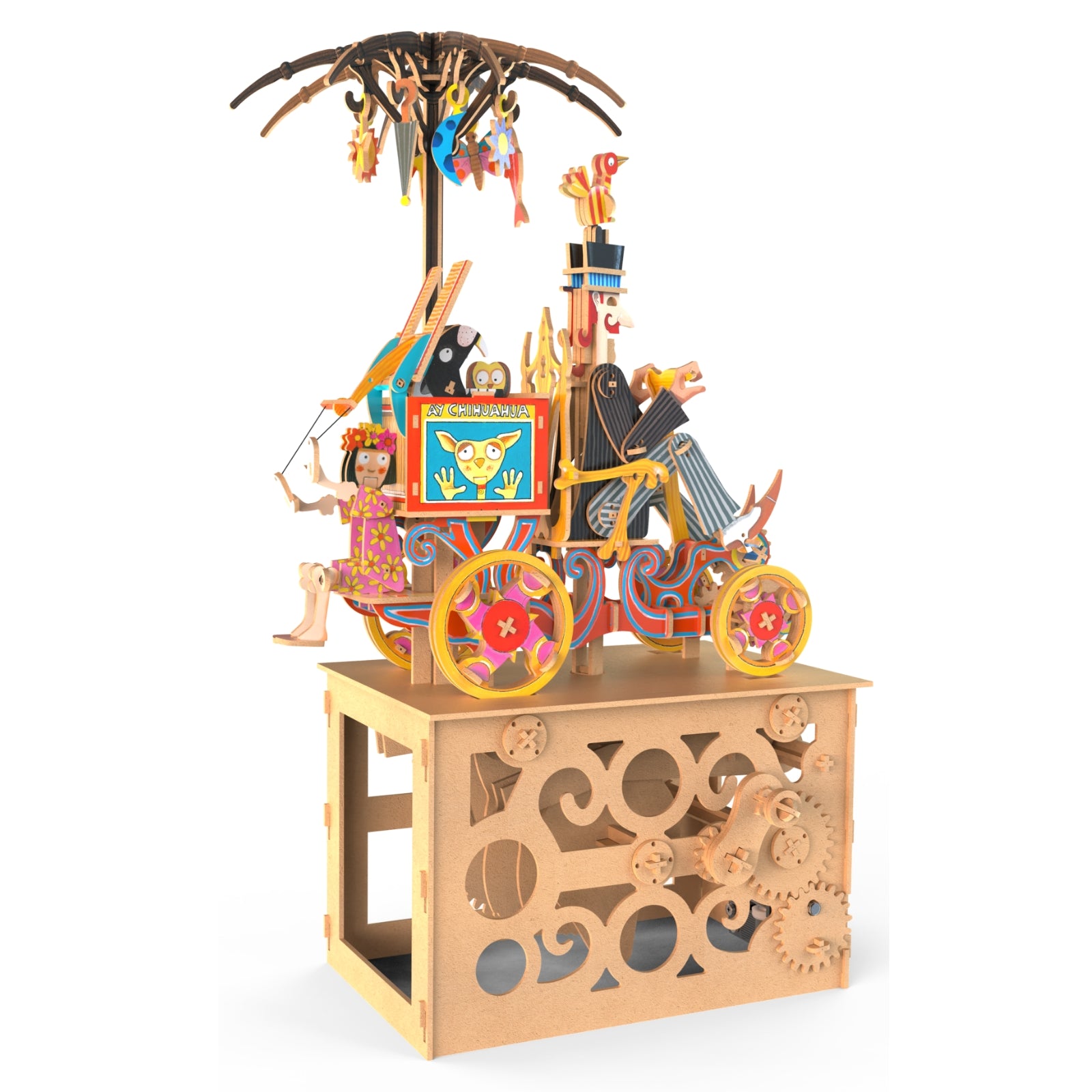 iló Mechanical Wooden Automata Peddling Puppeteer